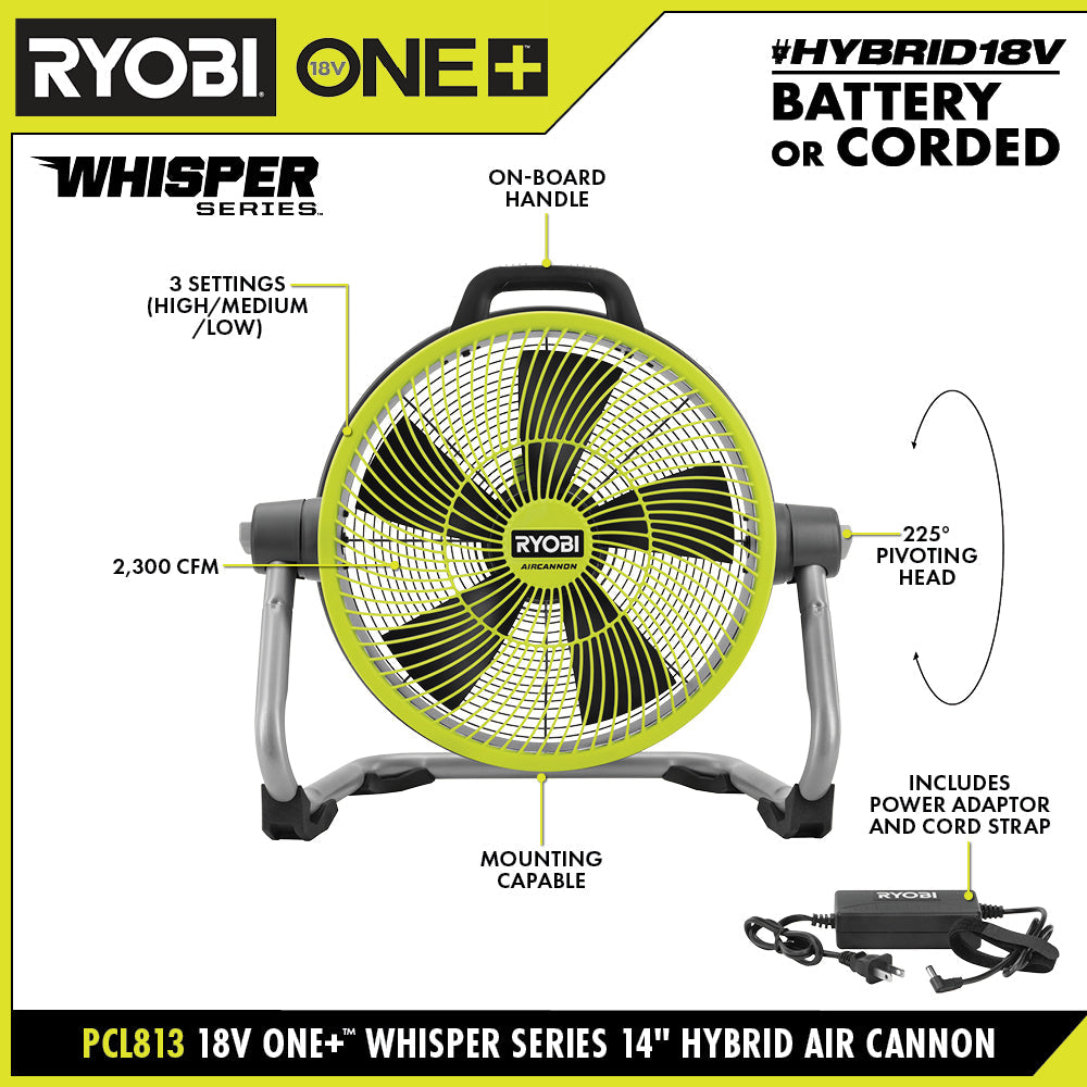 18V ONE+ HYBRID WHISPER SERIES 14" AIR CANNON FAN KIT Image 2