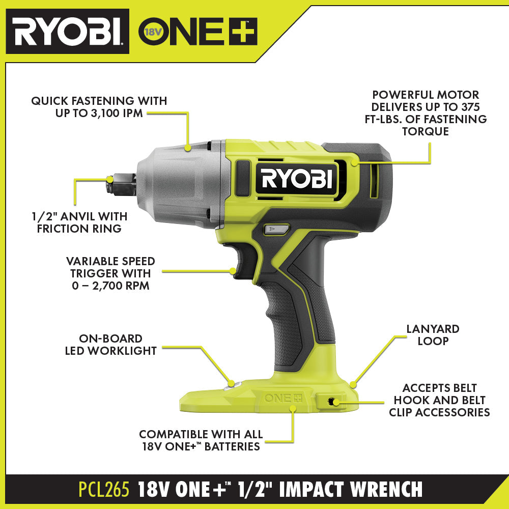 18V ONE+ 1/2" IMPACT WRENCH Image 2