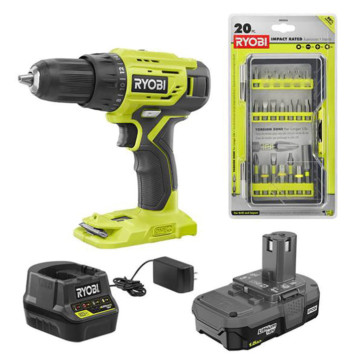 18V ONE+ 1/2" Drill/Driver Kit with 20 PC. Impact Rated Driving Kit