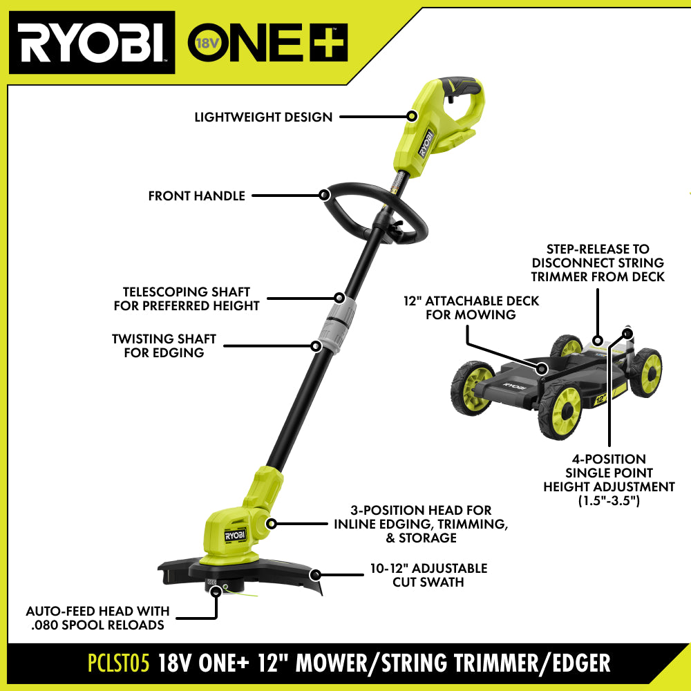 18V ONE+ 12" 3-in-1 Mower/String Trimmer/Edger