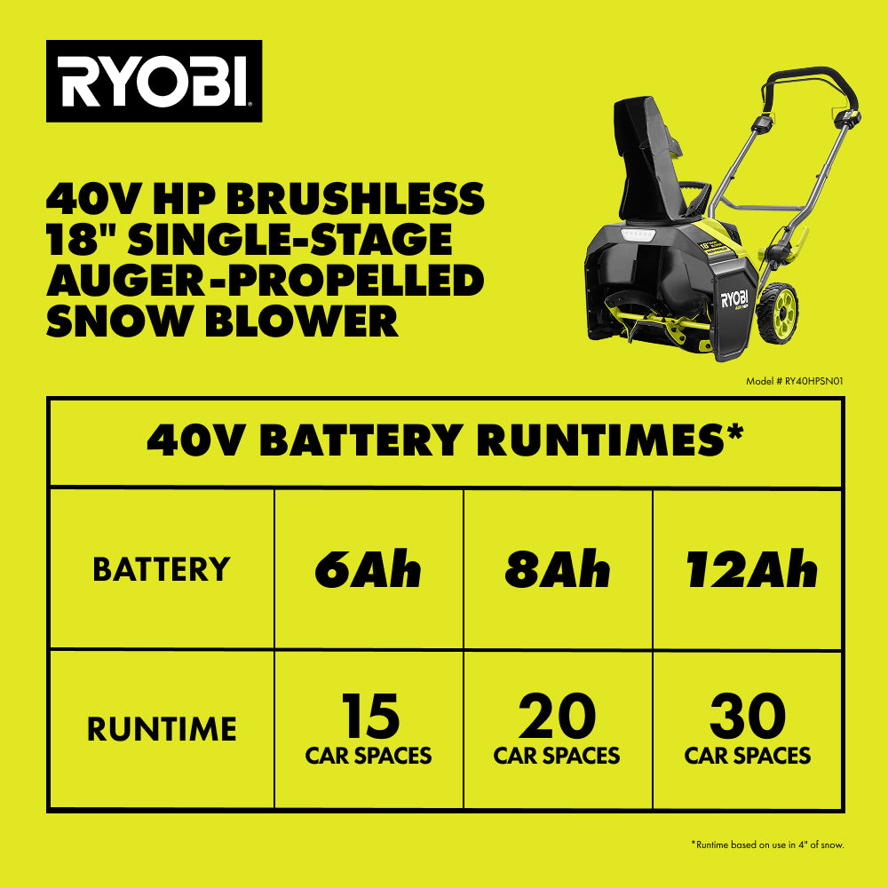 40V HP Brushless 18" Single-Stage Auger-Propelled Snow Blower Kit
