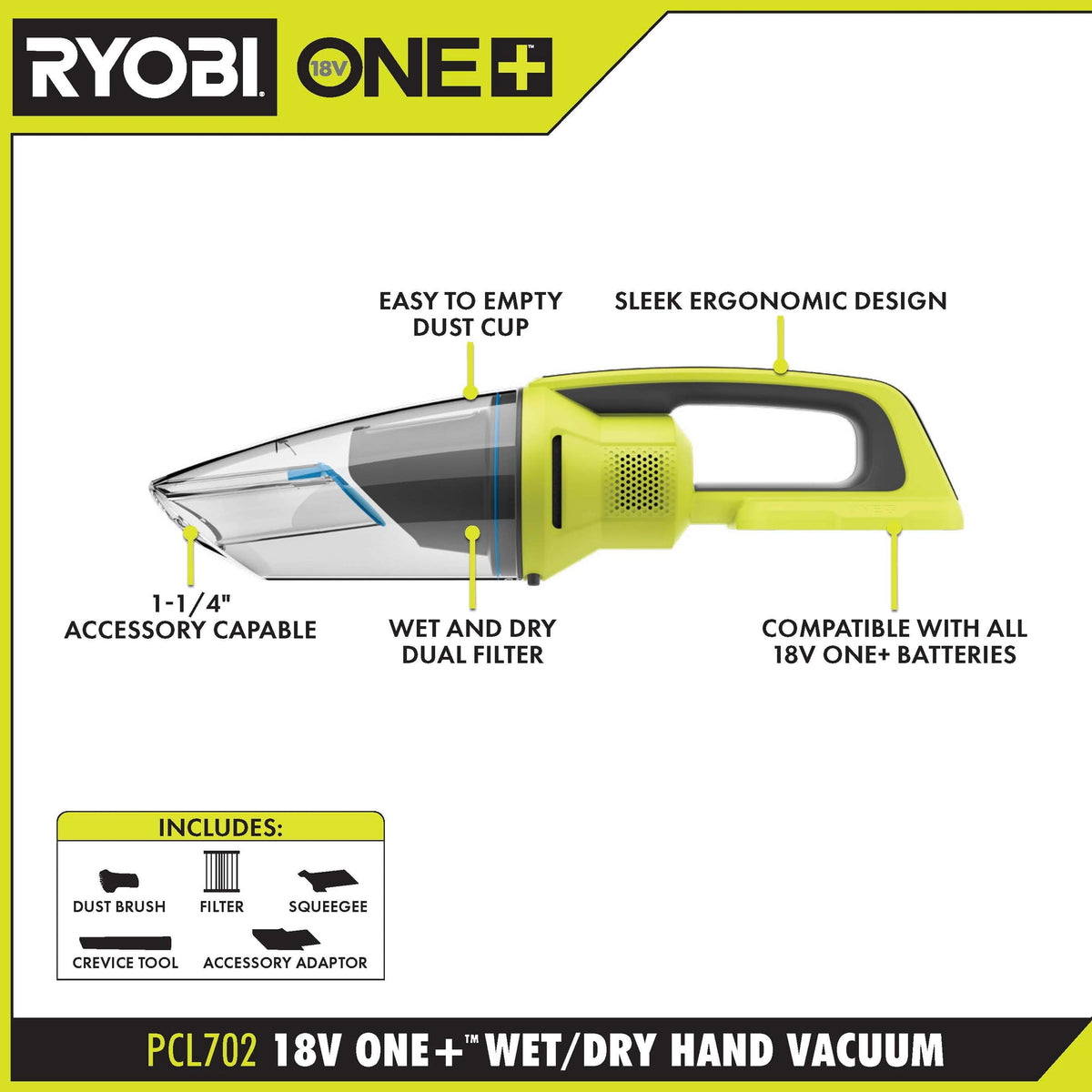 18V ONE+ WET/DRY HAND VACUUM KIT Image 2