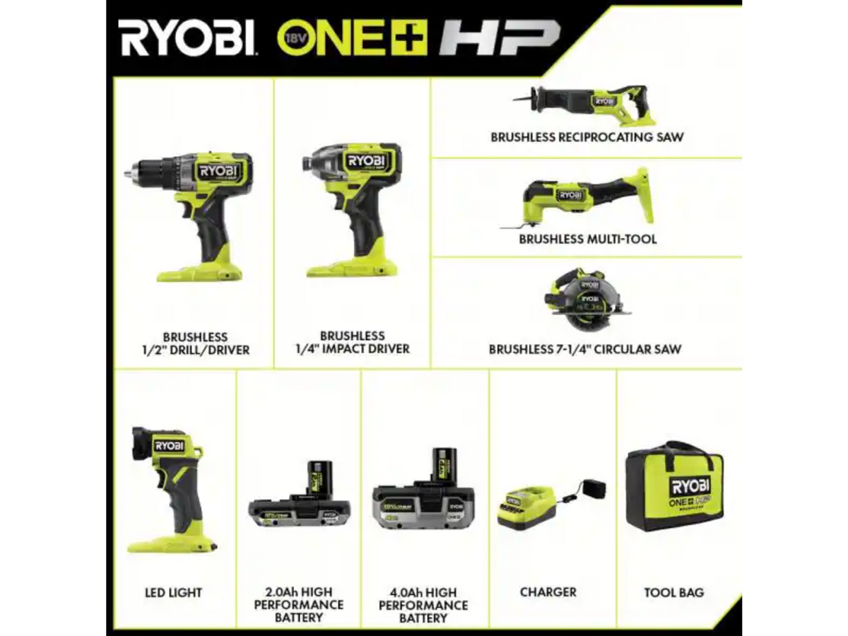 18V Brushless 6-Tool Combo Kit Image 2